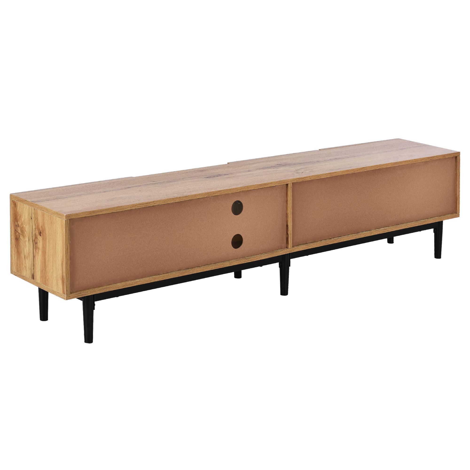 Shye Mueble de TV moderno con vetas de madera, luces LED variables, 175 x 31 x 41 cm