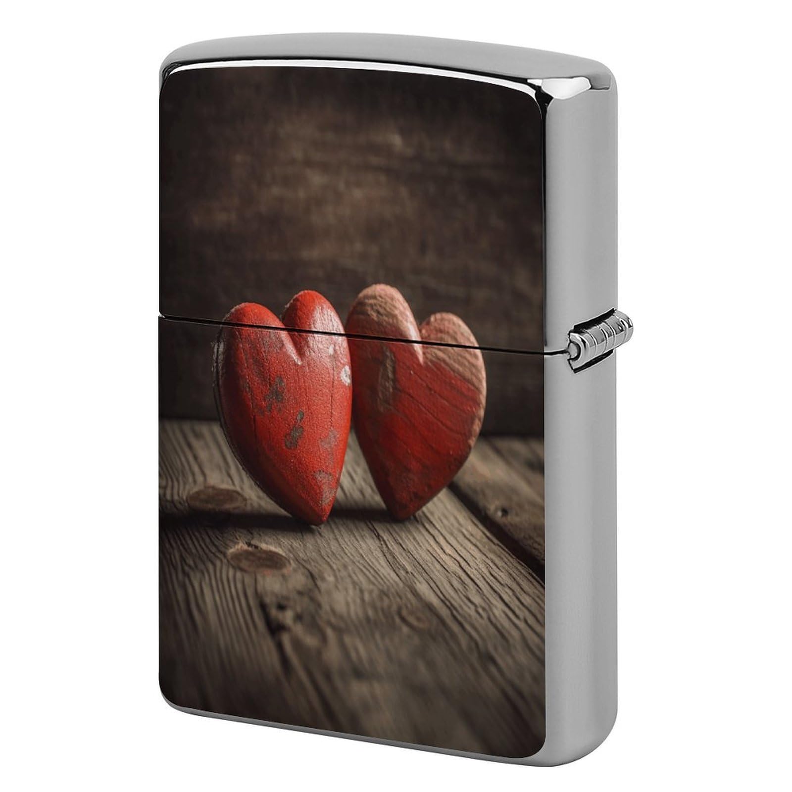 Btcowzrv Style Hand Drawn Heart Pattern Metal Lighter Case Sleeve Cover Holder