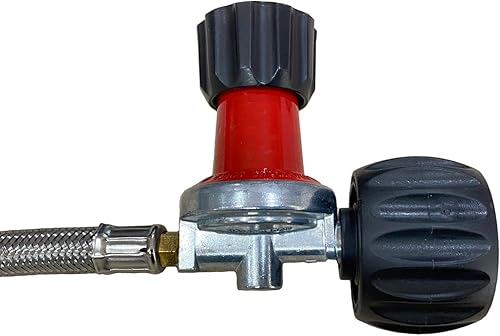 Miniatura 4 de KIBOW Regulador de propano ajustable de alta presión de 0  60PSI con manguera trenzada de acero inoxidable de 4 pies tipo 1 (QCC1) y ajuste