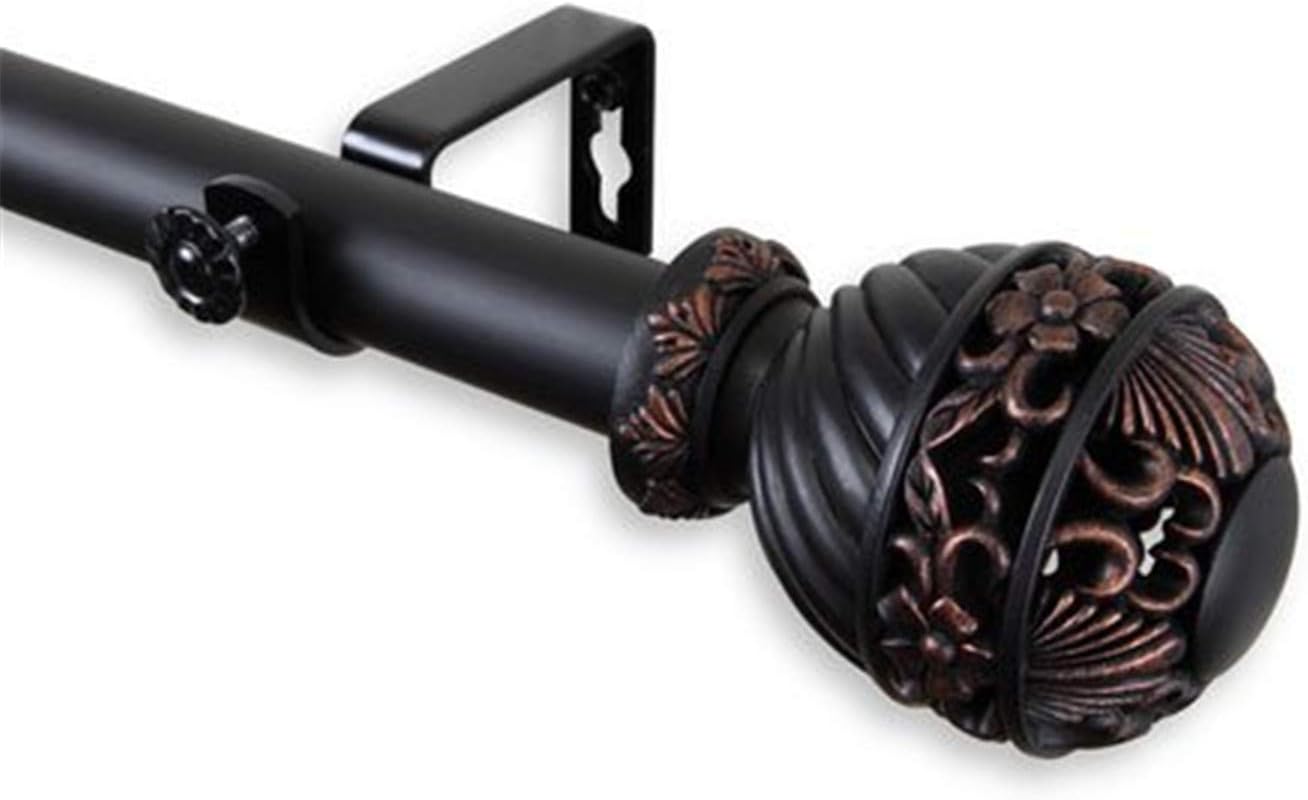 Rod Desyne Home Decorative Lanette Curtain Rod 28-48" - Black