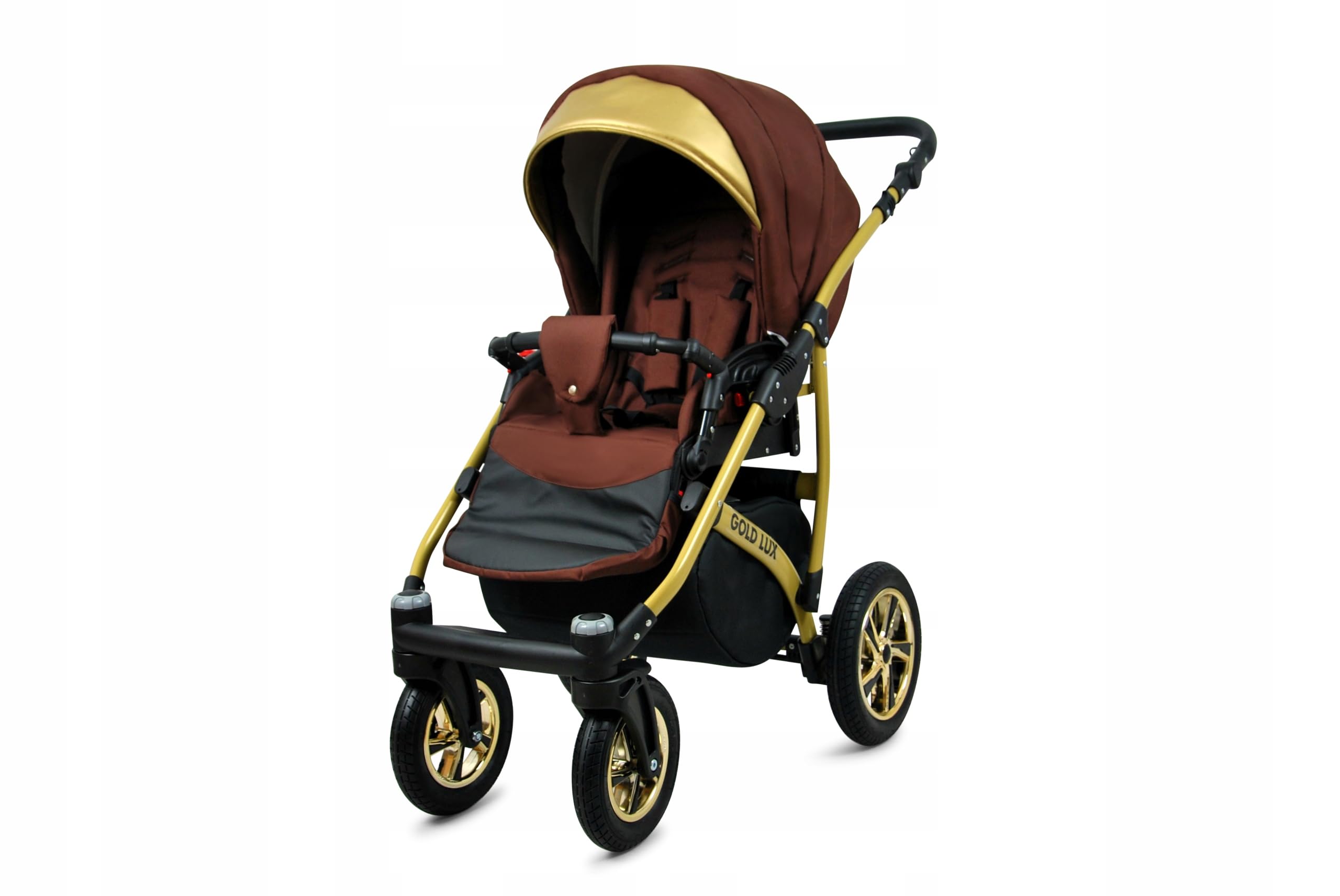 BabyLux® Carrito de Bebé Sistema de Viaje Set 3 en 1 - Gold Lux - incl. Capazo, Silla de Paseo, Silla Coche - Cochecito - con Bolso cambiador, Cubierta para la lluvia, Mosquitera etc.