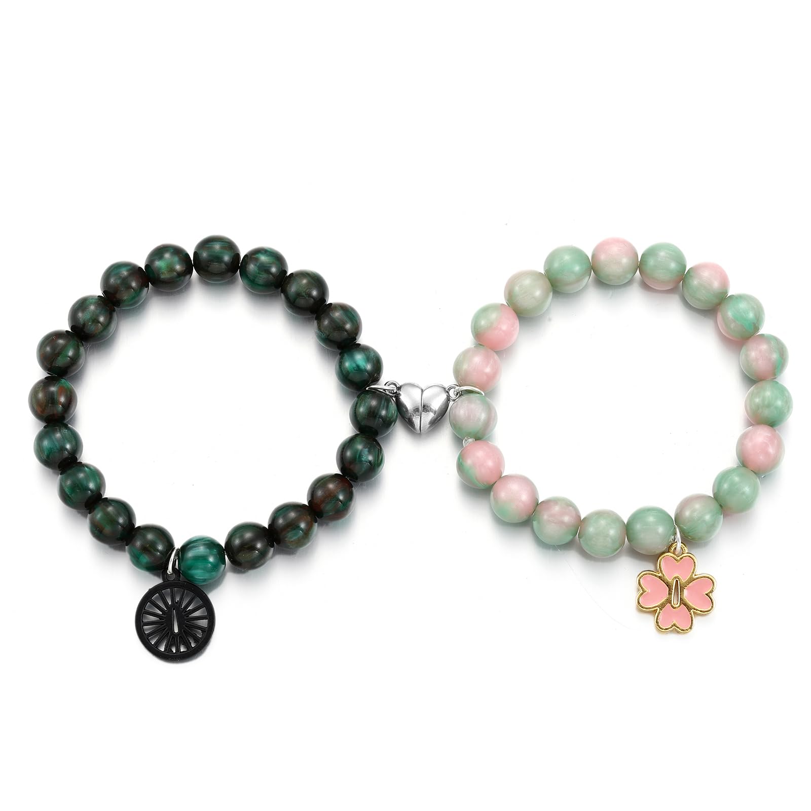 Tanjirō Nezuko Inspired Bracelets Anime Friendship BFF Couple Bracelets For Women Men (style 1), Medium