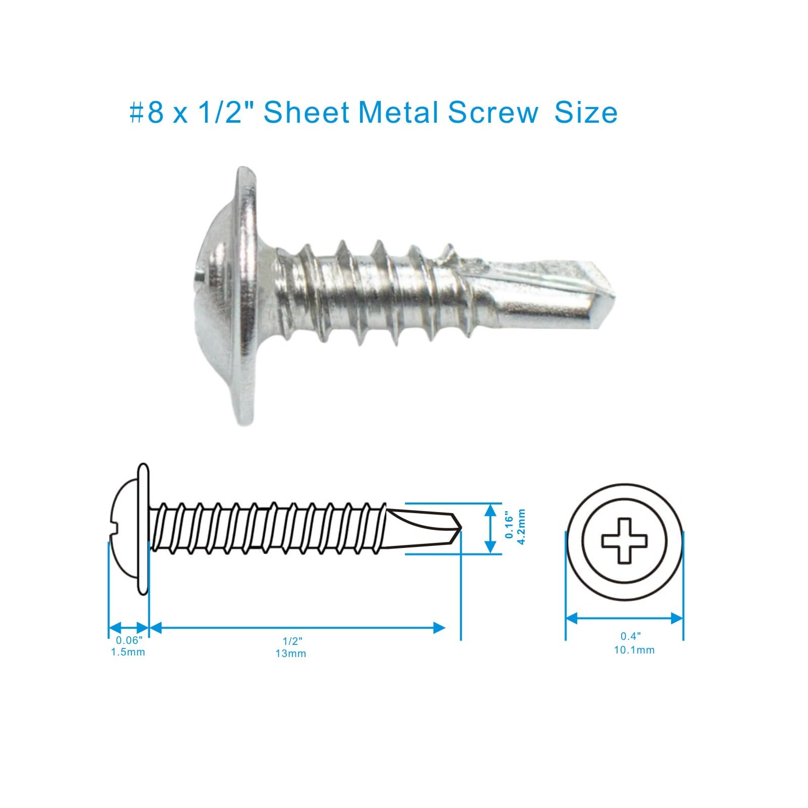 410 Stainless Steel Sheet Metal Screws - 250 Pack -2