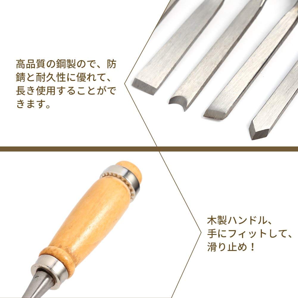 12 pezzi scalpelli per intaglio del legno con manici in legno - set utensili per scultura su legno professionale, strumenti per tornitura e incisione