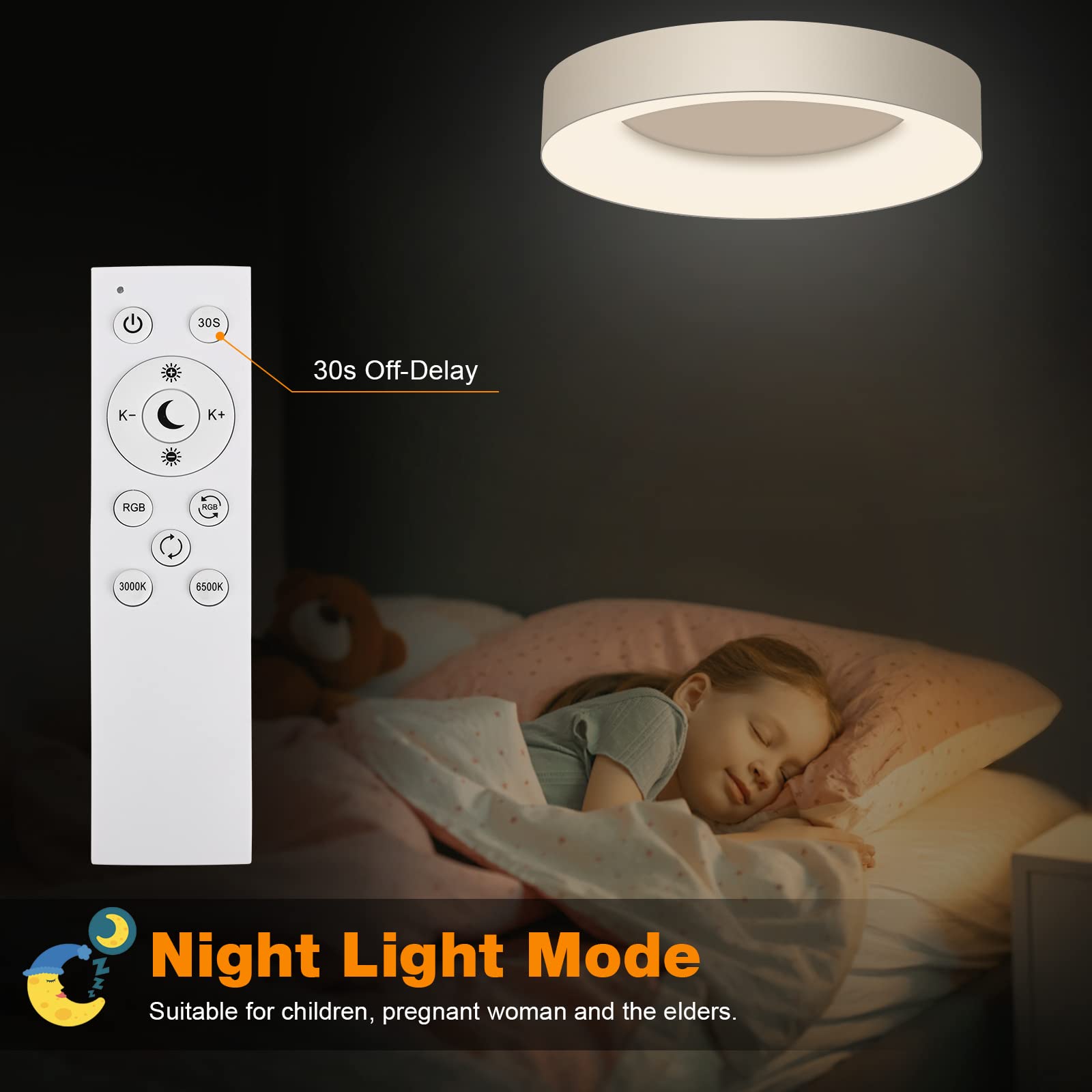 家具 ceiling light with remote TOZING 16 in. Modern Black Dimmable Integrated LED Flush Mount