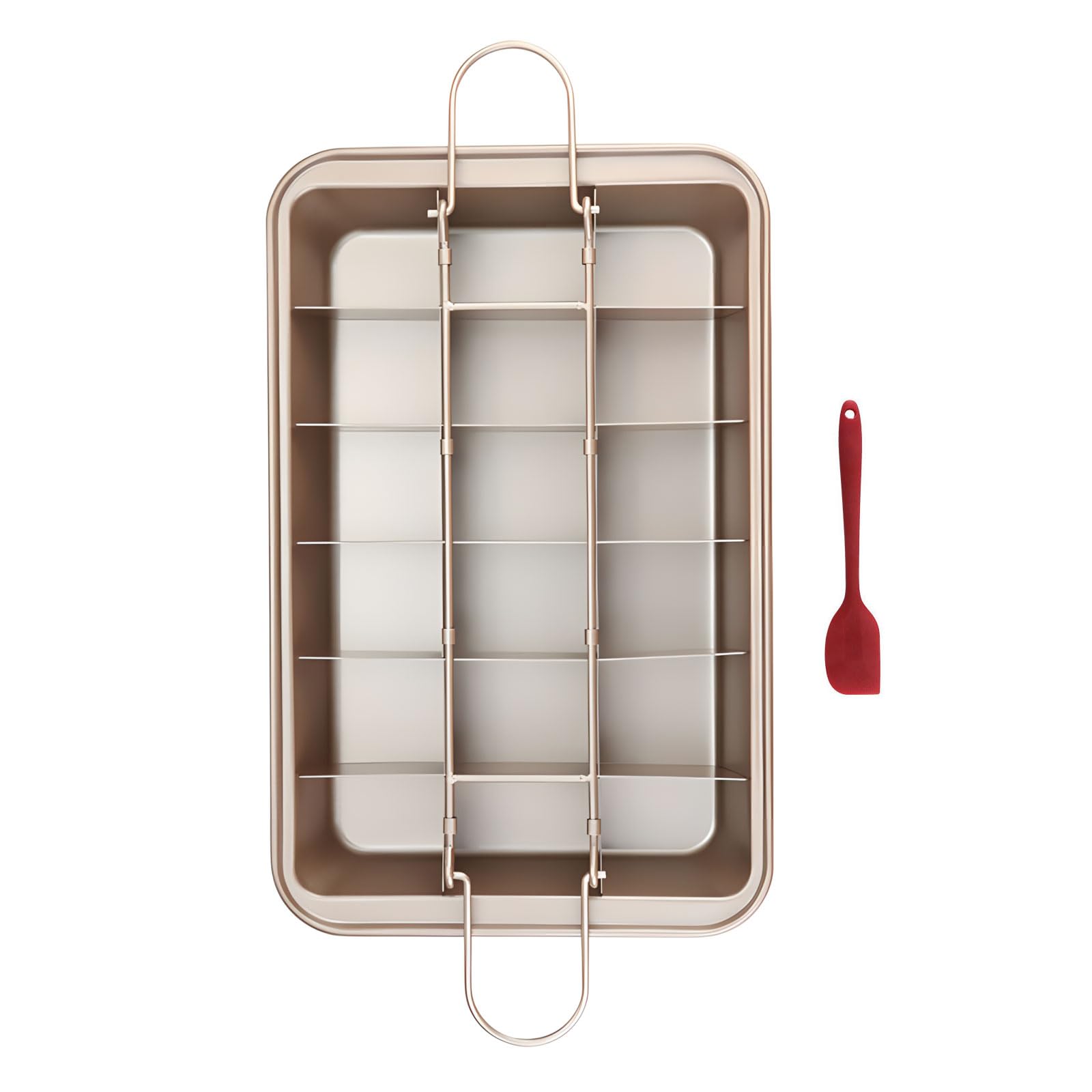 LUCKGONI 18 Cavity Brownie Baking Pan With Removable Dividers Carbon Steel Square Cake Mold For Even Portioned Desserts