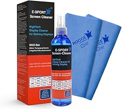 E-Sport Screen Cleaner, 250 ml HighTech Display Cleaner for Gaming Displays Including 2 ROGGE Professional Microfibre Cloths 38 x 40 cm