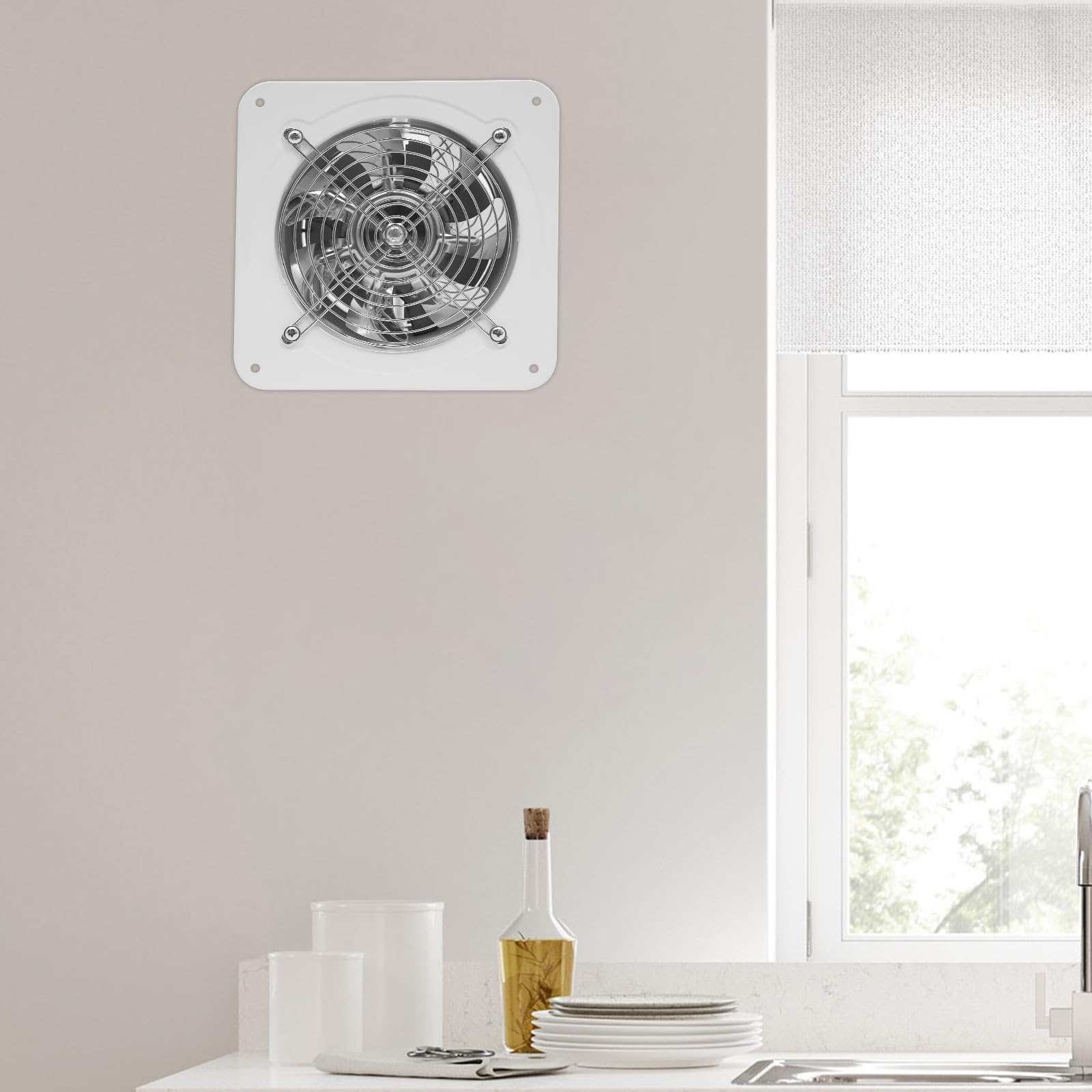 Ventilador de extracción, 650 m³/h, ventilador industrial axial, ventilador para entrada de aire de pared, ventana, 6 pulgadas, 220 V, multiusos con válvula antirretorno, para cocina, baño