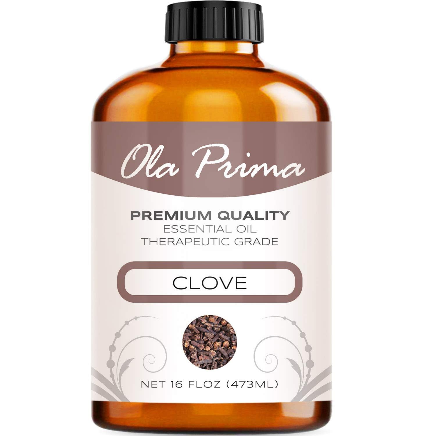 Ola Prima Clove Essential Oil for Aromatherapy, Diffuser, Soap, and Skin Moisturizer (16oz Bulk)