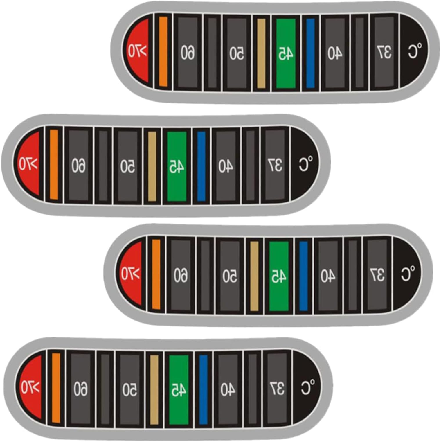 4 Pcs Temperature Sticker Adhesive Coffee Strip Water Temperature Tester for Metal Coffee Milk Jugs, Stick On Thermometer Strip up to 70℃