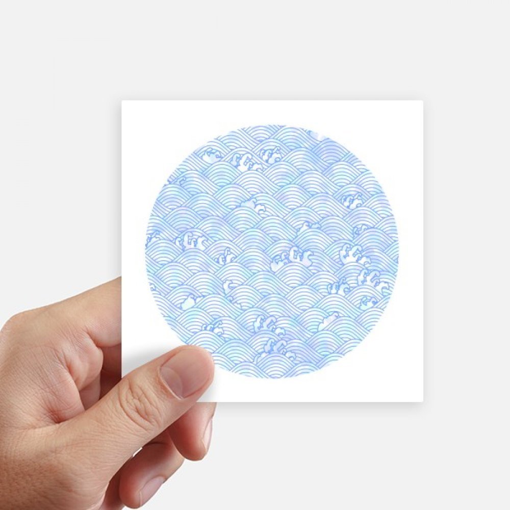 Géométrie bleu vagues motif autocollants de 10cm pour masquer les rayures de pc portable et valise