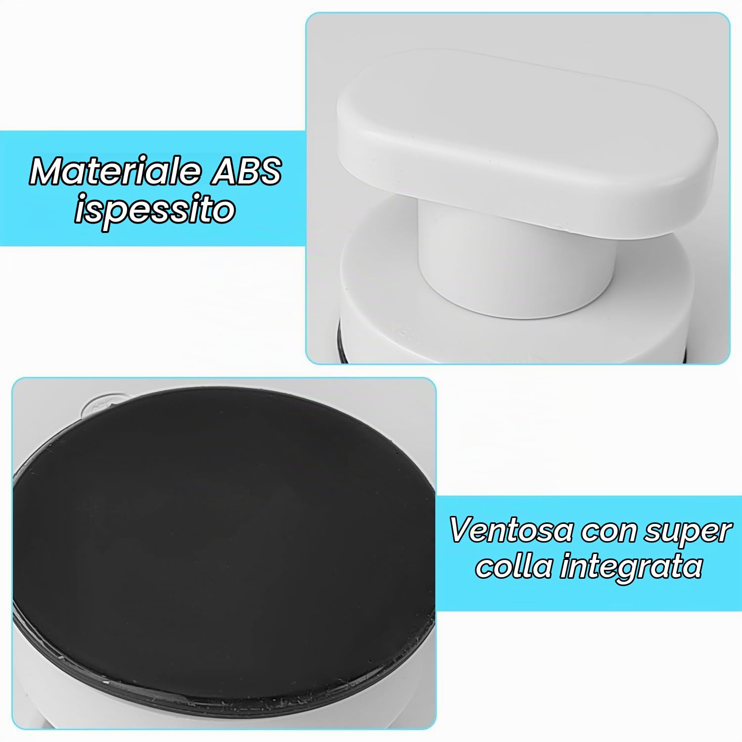 2 Pezzi Maniglia Ventosa Bianca Portatile Senza Foratura per Porte in Vetro, Bagno, Balcone, Cassettiera, Sedile WC
