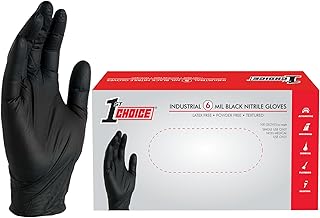 1st Choice Nitrile Gloves, Black Gloves Disposable Latex Free, Textured Industrial Black Gloves for Cooking and more, 6 mil