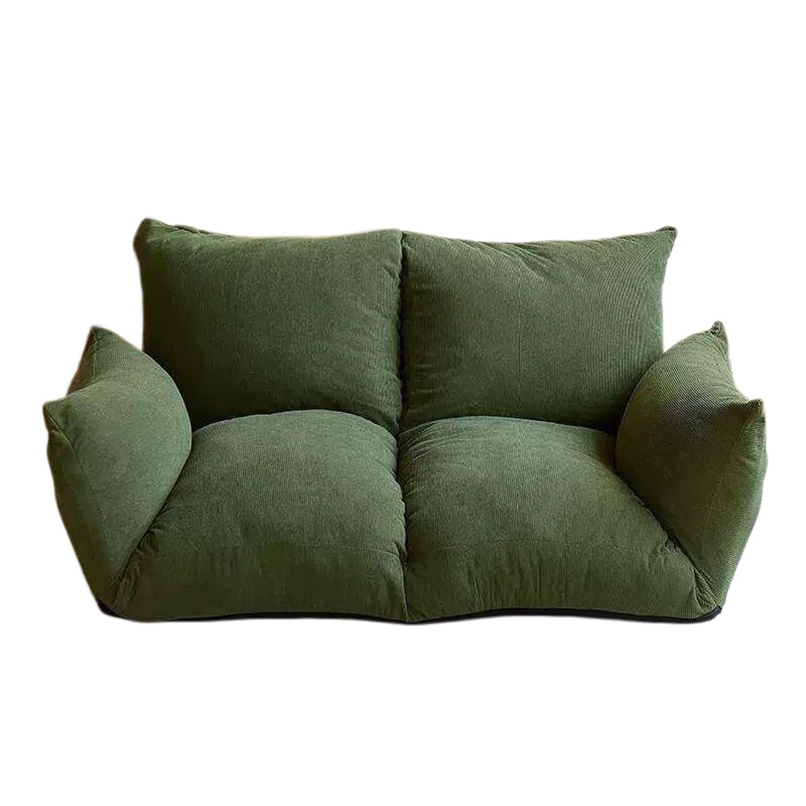 Krzesło torba fasola Składana dmuchana sofa Mała podłogowa z poduszką i oparciem Sofa do sypialni(Green,Duży)