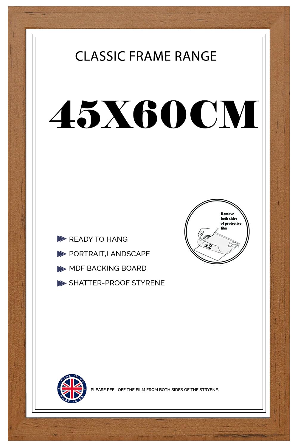 Modern Wide Poster Frame 45x60cm MDF HD Clear Front Jigsaw Puzzle Portrait or Landscape Walnut โ image 1