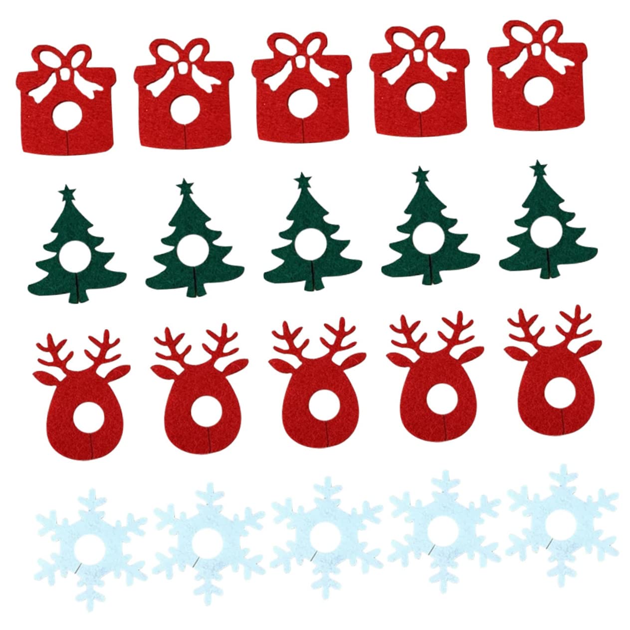 OFFSCH 40pcs Christmas Decorations Wine Glass Felt Rings Themed Drink Markers Cup Labels for Parties