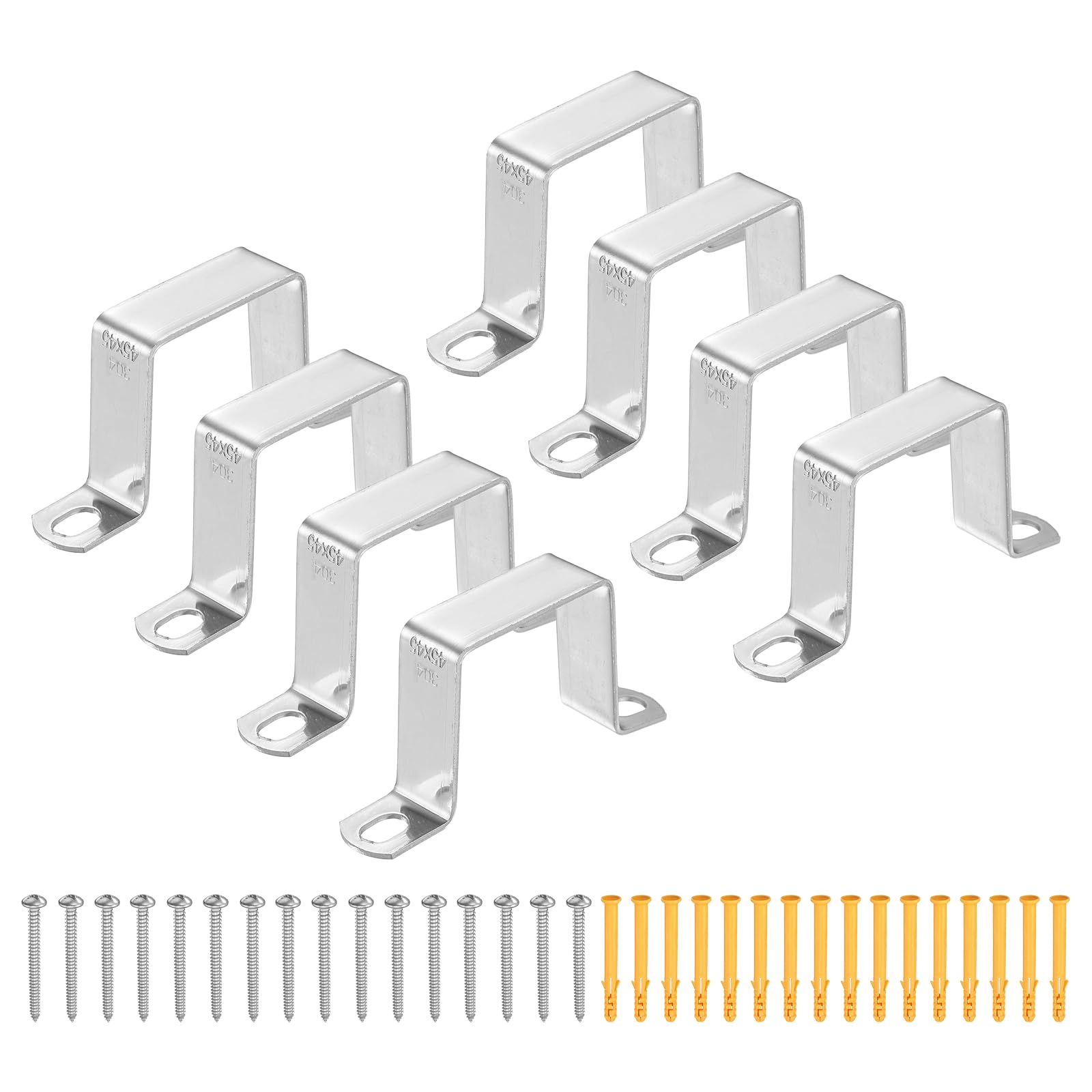 HARFINGTON 12 morsetti quadrati per tubi, 45 x 45 mm, in acciaio inox 304 | Morsetto a forma di U, staffa per connettore con fibbia a tubo quadrato con viti per tubo flessibile cavo recinzione ponte