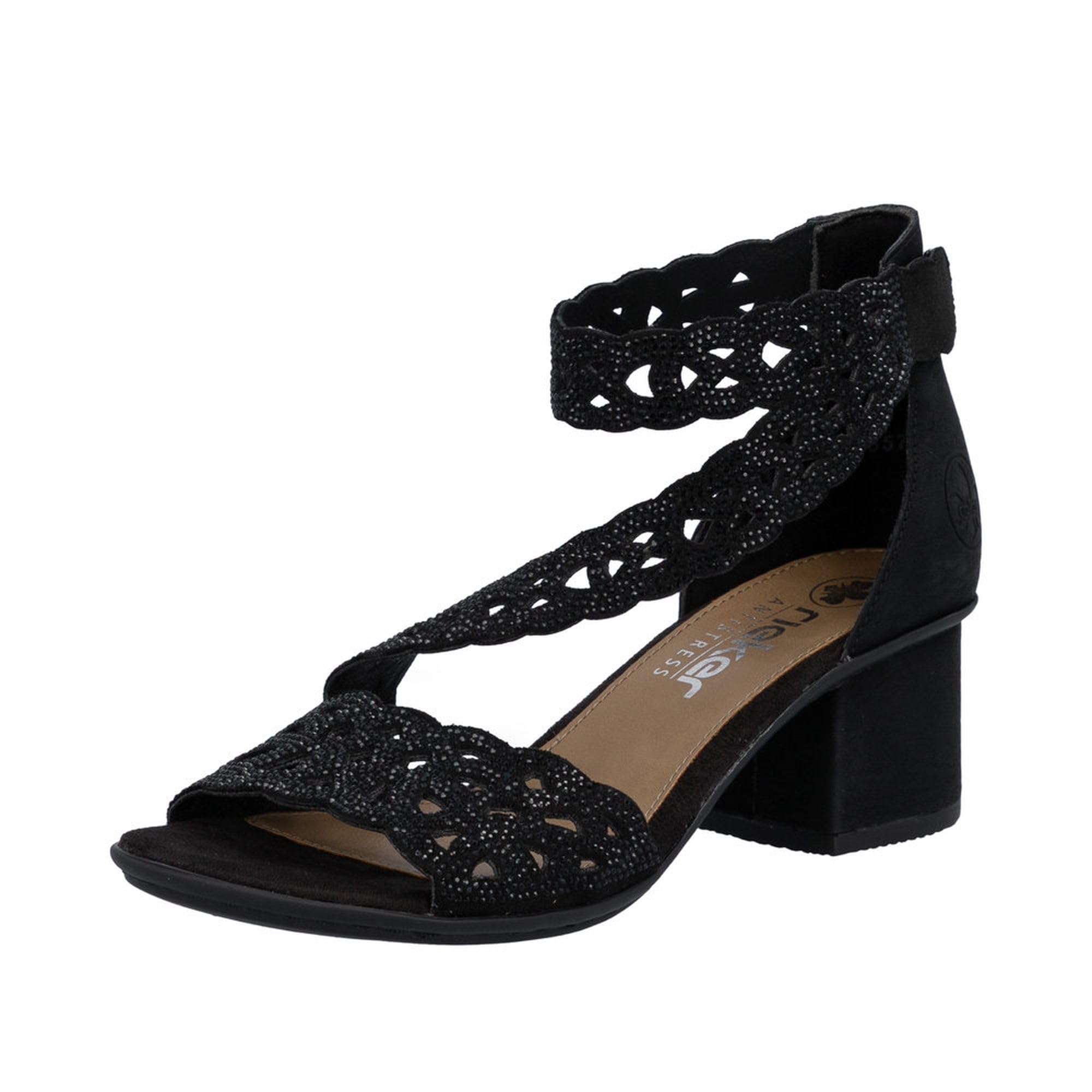 Rieker Women's 64657 Strappy Sandals, Black, 39 EU