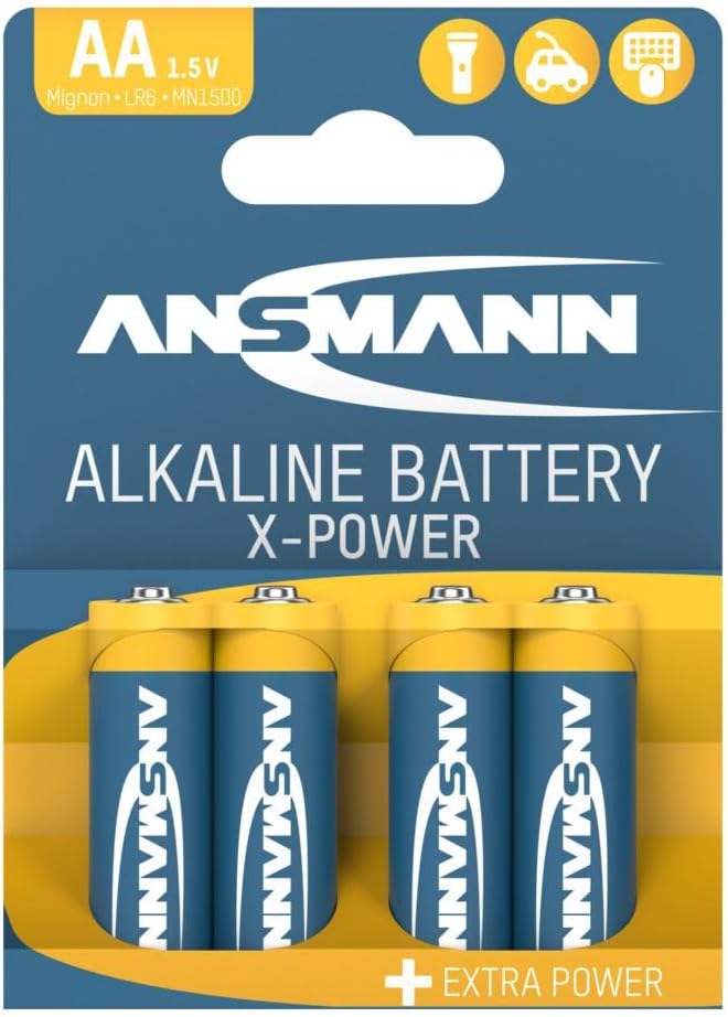 Ansmann Alkaline Lithium AA AAA C D E Battery High Performance Daily Use Hospital School Demanding 5+ Year Shelf Life Long Last Assorted (AA ALKALINE PERFORMANCE 4 PCS)