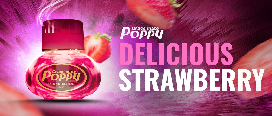 2 Lufterfrischer Erdbeere Gracemate Poppy und 2 USB-Basis mit roter LED-Beleuchtung.