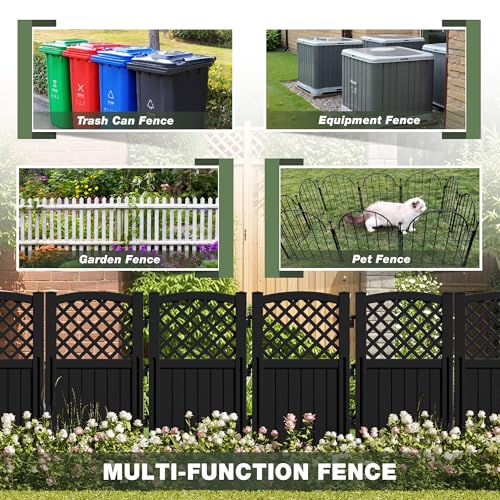 Image of Greesum Outdoor Air Conditioner Fence, Privacy Screen 4 Panels, Black
