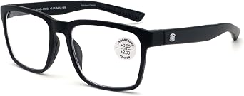 Men Progressive Reading Glasses No Line Clear on Top Bifocals Reader - Rectangular Matte Sport
