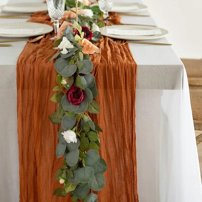 Treesunshine 6 Pack 10FT Cheesecloth Table Runner, Hessian Table Runner for Wedding Decor Gauze Tablecloth, Tartan Tablecloth - Image 3