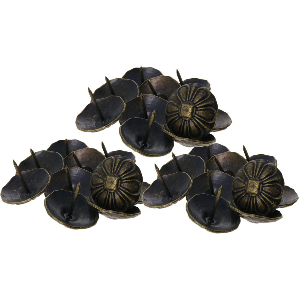 Teppichnägel, 16 mm Kopfdurchmesser, antik, rund, Daumen-Reißnadeln, gelber Ton, for Möbel, Sofa-Kopfteile, 20 Stück(23x19mm)