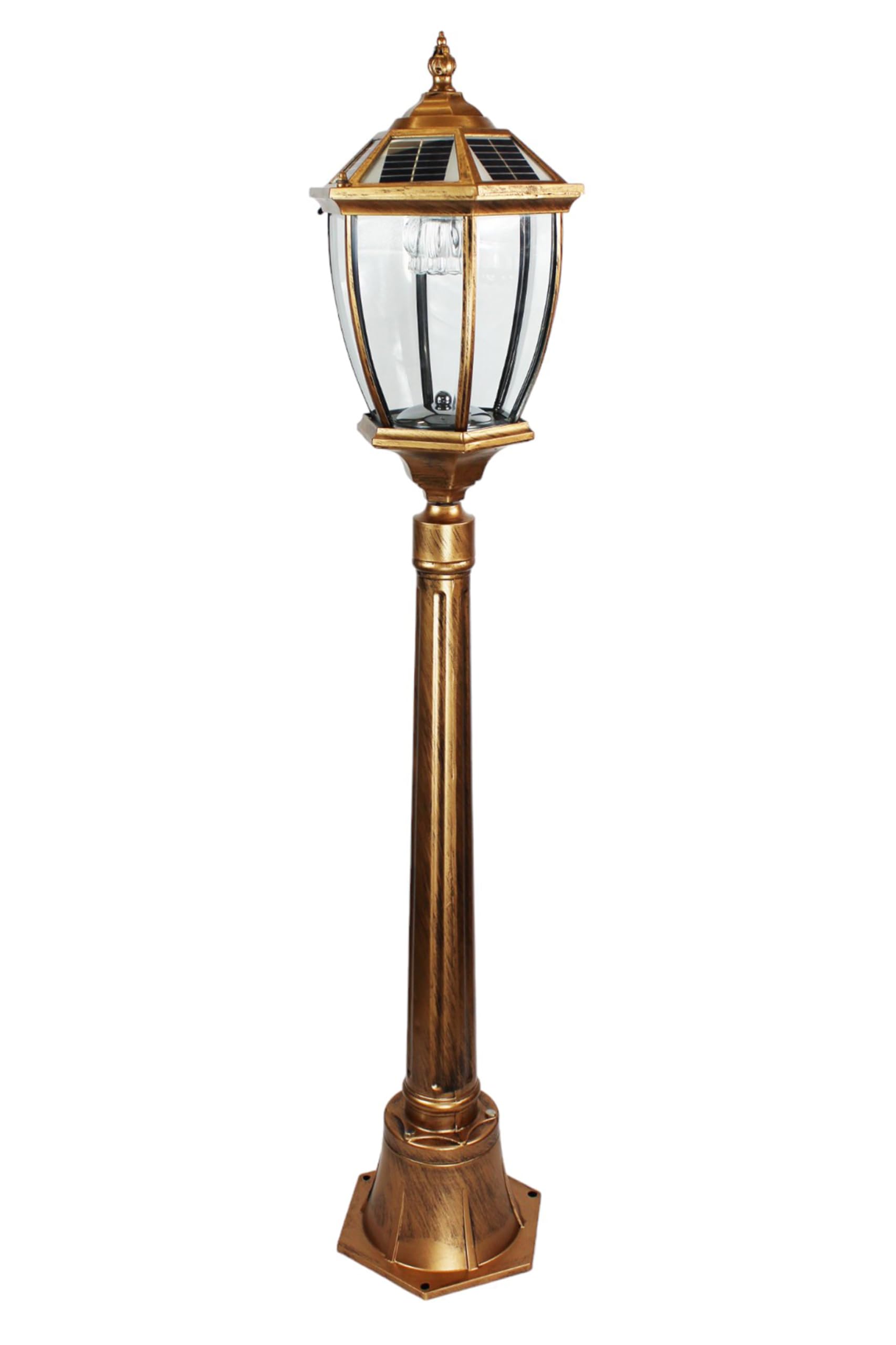 Arnusa Gartenlaterne solarbetrieben klassisch 115 cm Solarlampe Außenleuchte Sockelleuchte kabellos Duo Color warmweiß und kaltweiß Laterne Kupfer Optik