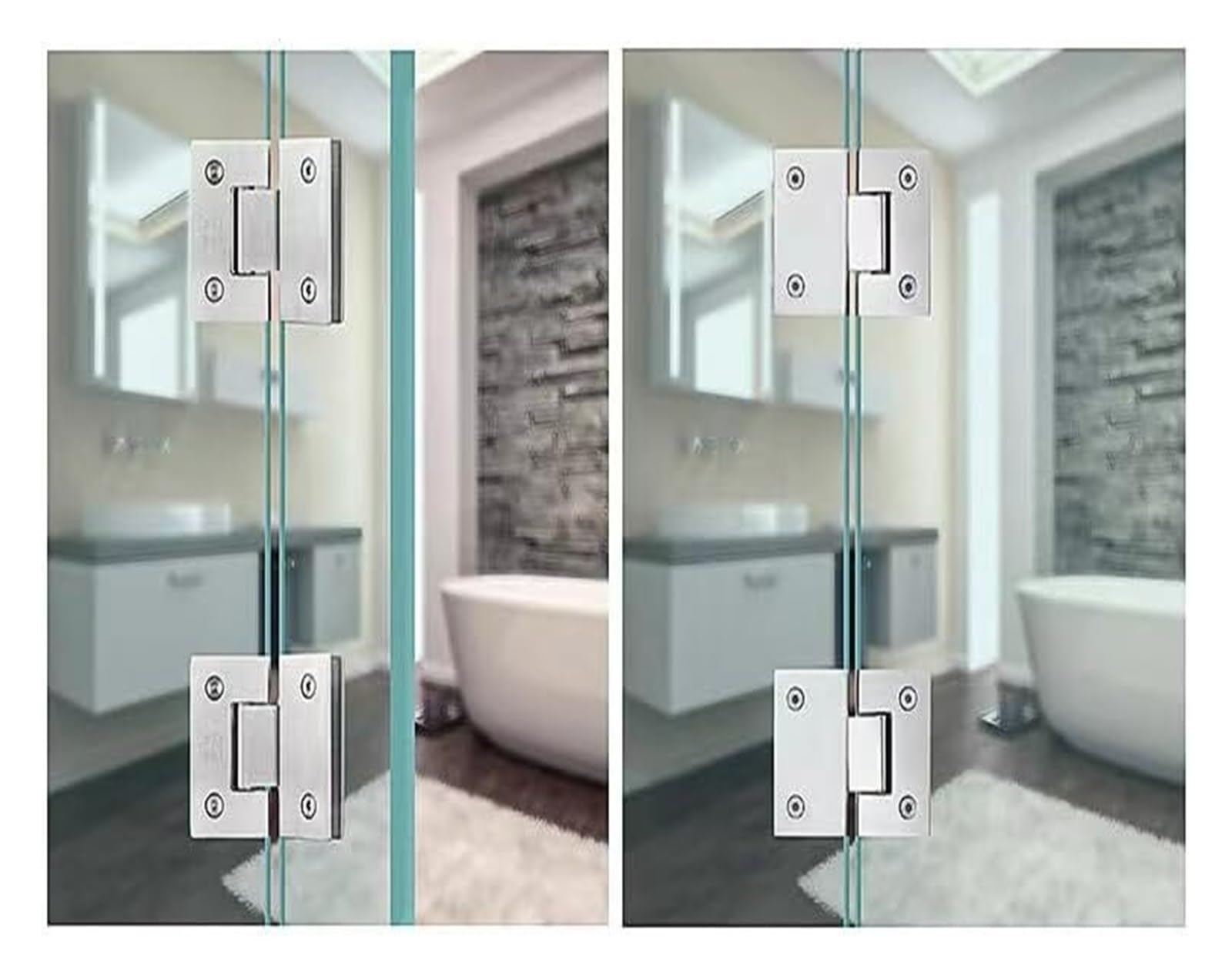 Paquete de 2 bisagras puerta vidrio sin marco 180 grados, abrazadera baño bisagra a acero inoxidable 304 resistente for 8-12 mm