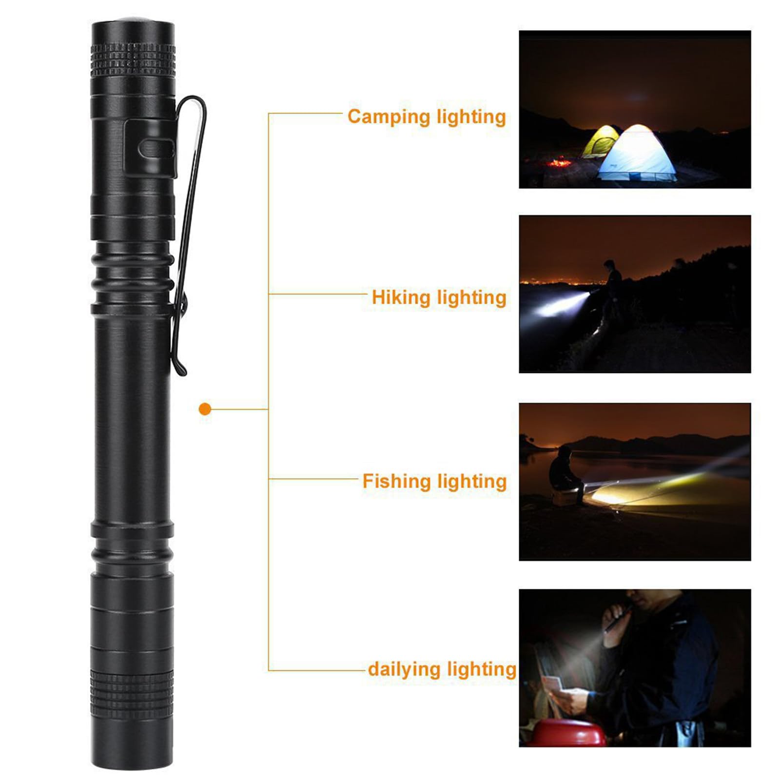 Confezione da 3 piccole torce a LED con luce rossa, verde, blu, ad alta luminosità, con 3 modalità, torcia zoomabile con clip, luce flash per campeggio, attività all'aperto, caccia, emergenza