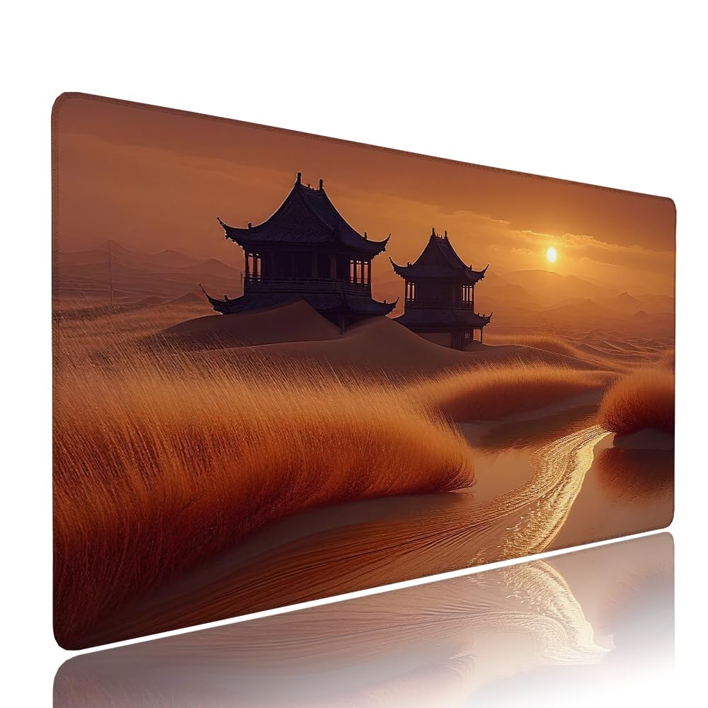 Alfombrilla de Mouse para Juegos, Giallo, XXL, Antideslizante, Impermeable, Diseño de Tramonto, Extendido, Grande, 1200x600x3mm, para PC, Laptop, Ufficio, Famiglia d-590