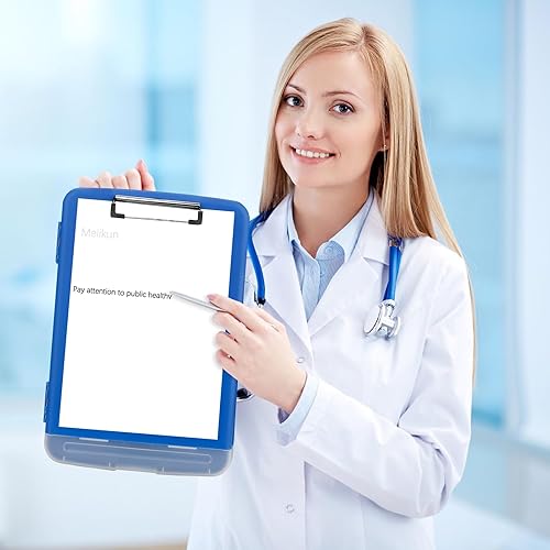 Miniatura 7 de Portapapeles con clips de almacenamiento de 8.5 x 11 pulgadas, portapapeles de plástico lindo portapapeles de enfermería con soporte para
