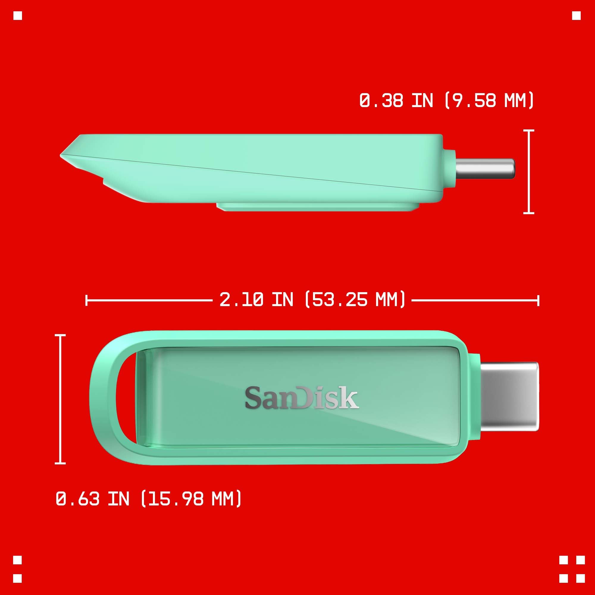 SANDISK Unità per telefono con USB Type-C 512 GB (per smartphone, tablet e computer, velocità fino a 150 MB/s, backup automatic, recupero dati) - Seafoam Green