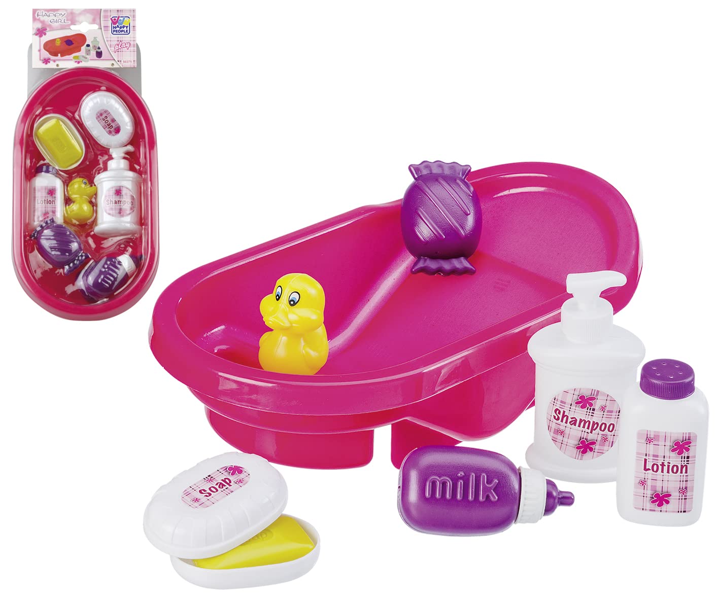 Happy People - Bambole-vasca-50375, Doll's Bath with Accessories, Multicolore, Large