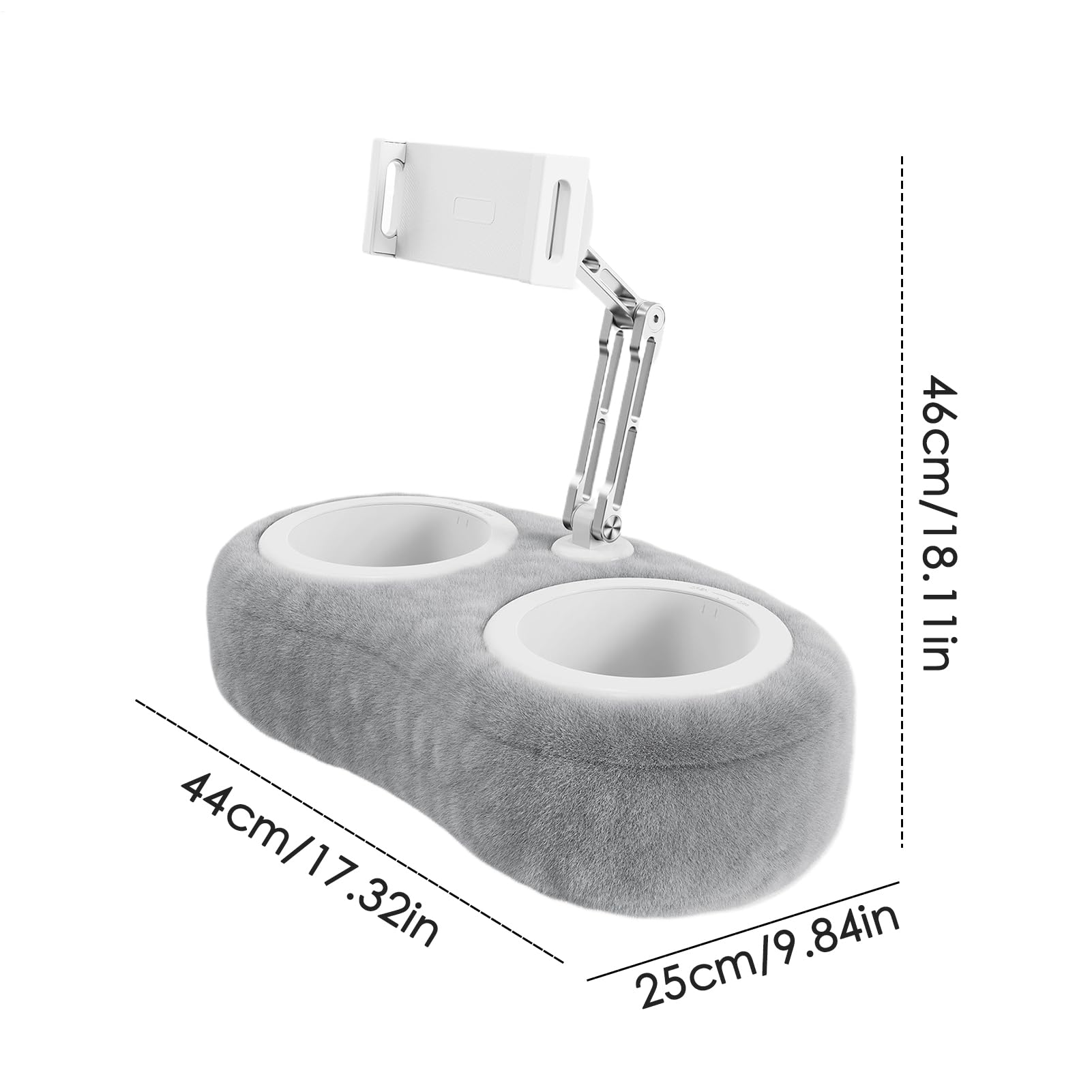 Supporto portatile per tablet – Morbido in peluche con supporto regolabile | in altezza | Supporto in alluminio girevole a 360° per videochiamate live stream, lettura su divano, tavolo in
