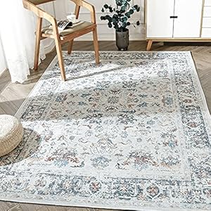 JINCHAN Area Rug 3×5 Rug Door Mat Vintage Floor Doormat Indoor Entrance Mat Foldable Rug Multi Floral Print Distressed Carpet Non Slip Boho Farmhouse Kitchen Living Room Bedroom Dining Room