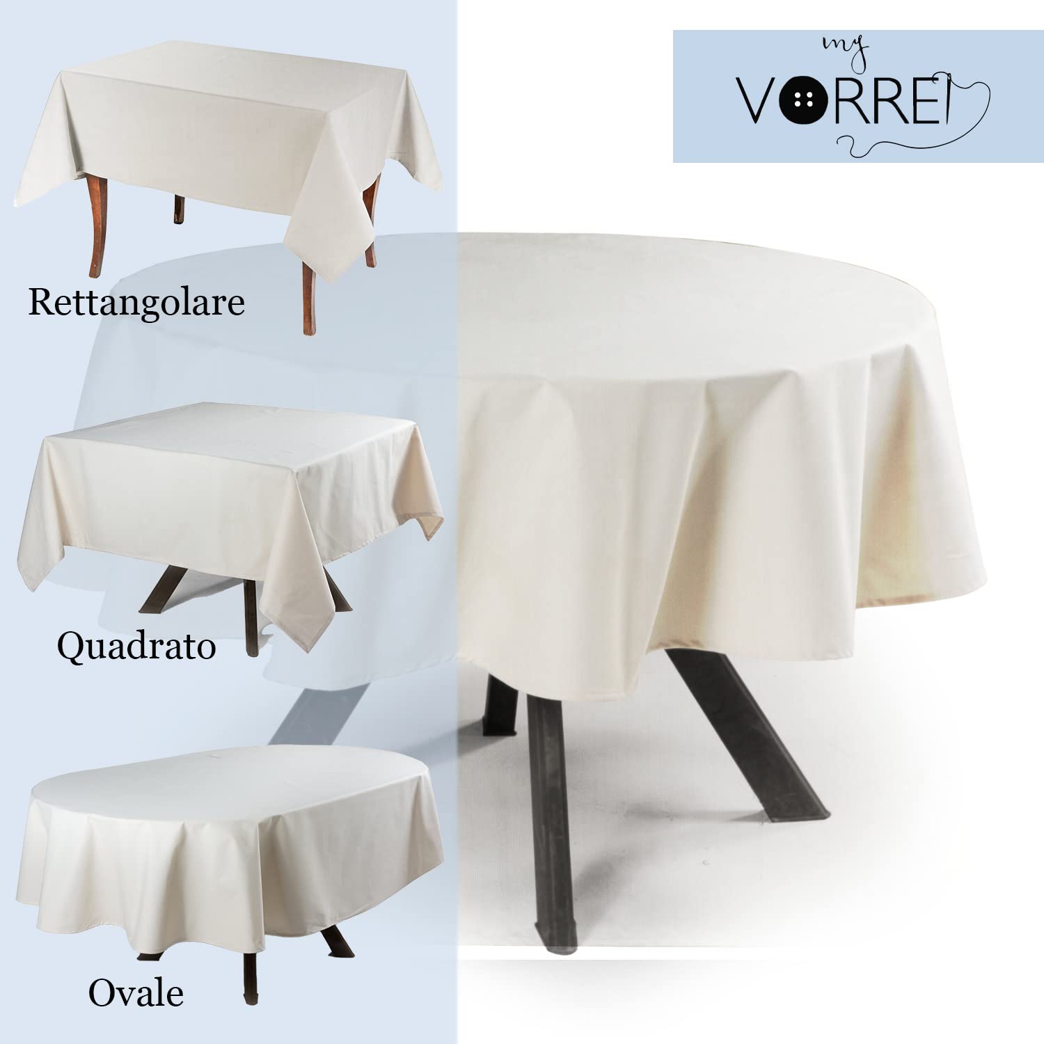 Mantel Redondo Antimanchas a Mano Efecto Lino de Poliéster 100% 180x180, Cubre Mesa, Manteles para Mesa