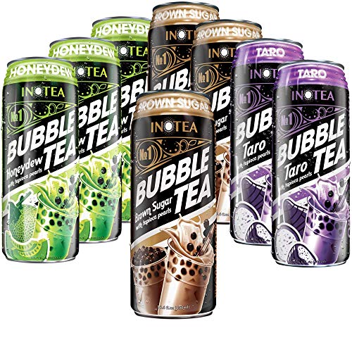 Munchie Box - Bubble Milk Tea Variety Bundle, Brown Sugar Milk Tea, Taro and Honeydew, 3 of Each Flavor, 9 Cans Total