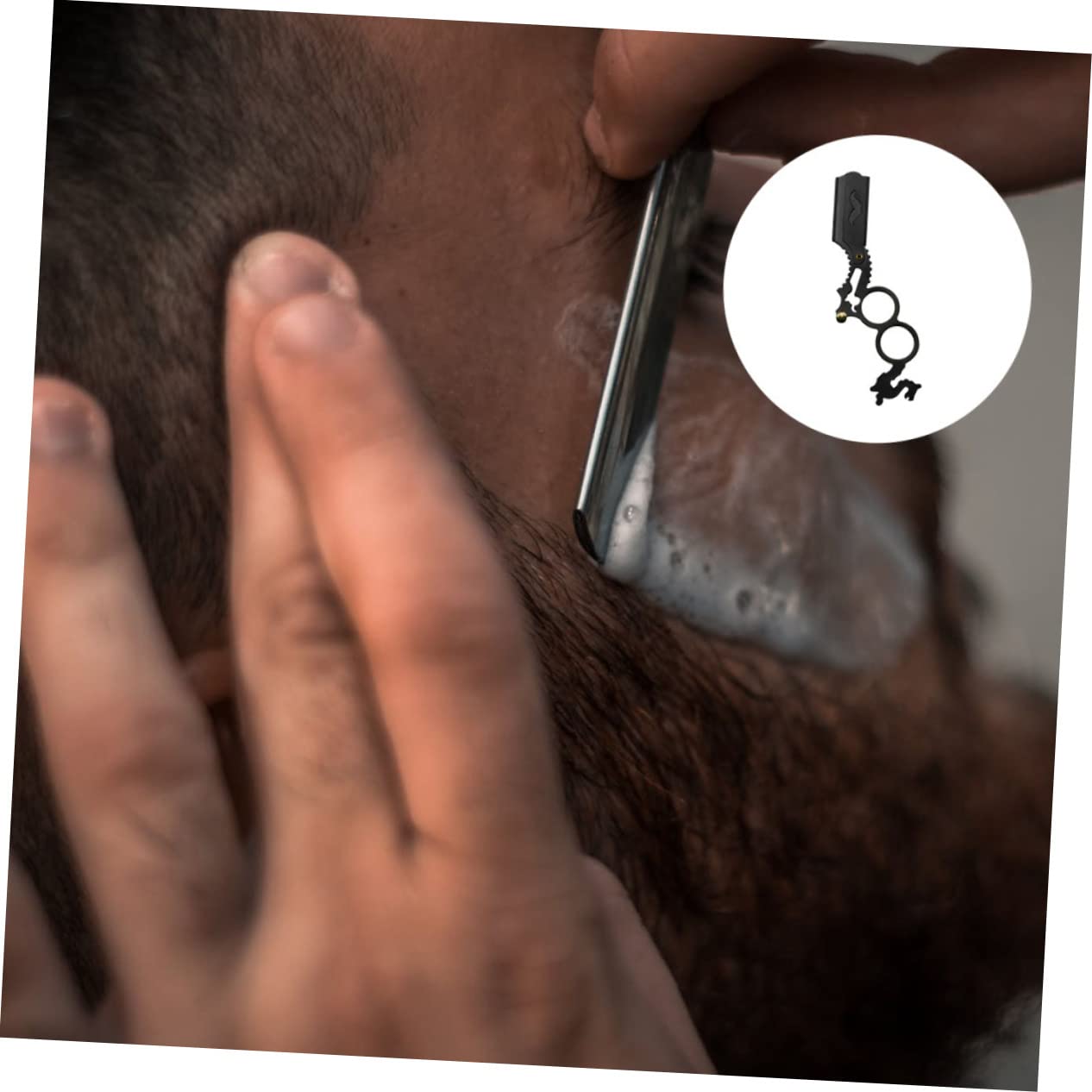 PLAFOPE Professional Beard Contouring Compact Razor Holder Multi-function Hair Razor Double Ring Beard
