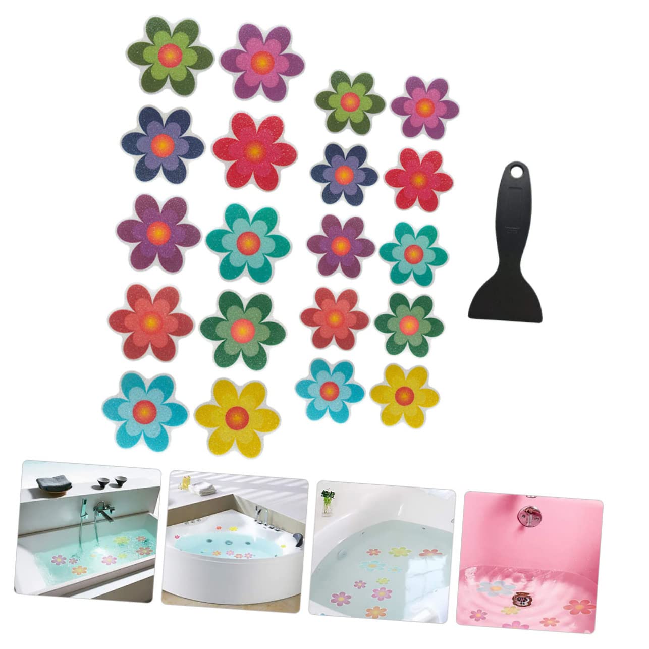 MAGICLULU 3 Juegos Adhesivos Antideslizantes para Flores. Cocina Pegatinas De Pared Bañera Pegatinas Flor Transparente Pegatinas Pegatina De Agarre De Bañera Ducha De Polivinilo