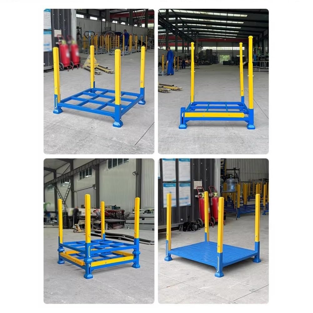 exproyzk Scaffale Impilabile Da Magazzino – Elevata Capacità Di Carico – Scaffalatura Metallica Componibile – Struttura Di Stoccaggio Sovrapponibile Per Dispensa, Garage(C,1X1X1.2M)