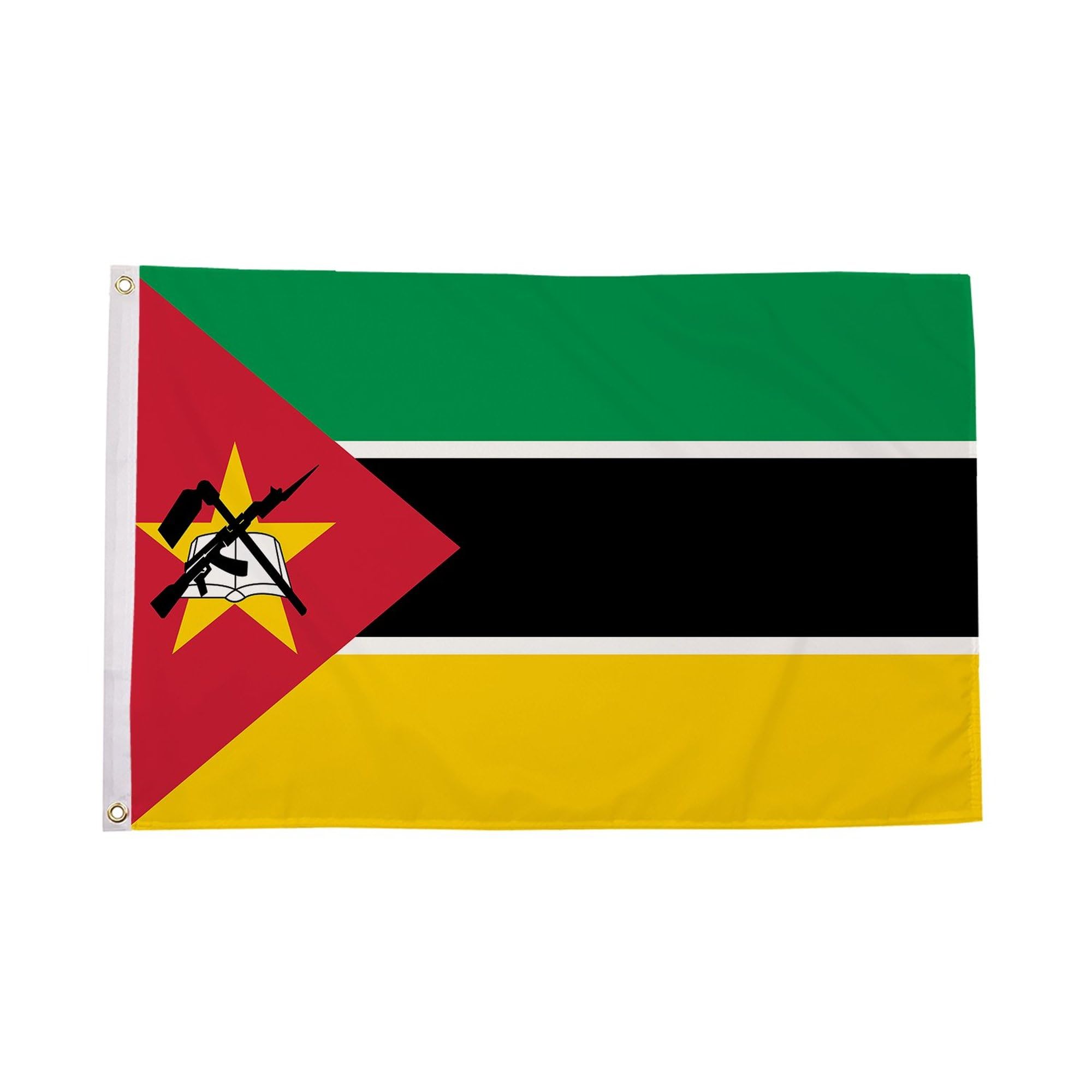 Flagtex Mozambique Flag 3ft x 2ft African National Flag Green Black Yellow White Red with Star AK47 Premium Polyester Brass Grommets Double Stitched 90cm x 60cm Indoor Outdoor Banner โ image 1