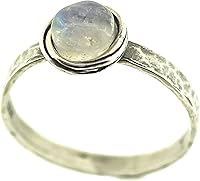 Vista 17 de Anillo de plata de ley con piedras preciosas para mujer, anillo apilable de piedra martillada, anillo de piedra natal