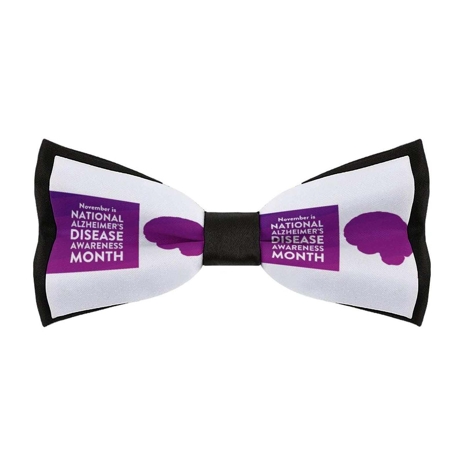 Jyyau Alzheimer’s Disease Awareness Month Bow Tie Adjustable Necktie For Men Business Fashion Pre-tied Tie Neckwear Novelty Accessory For Weddings Party Festival