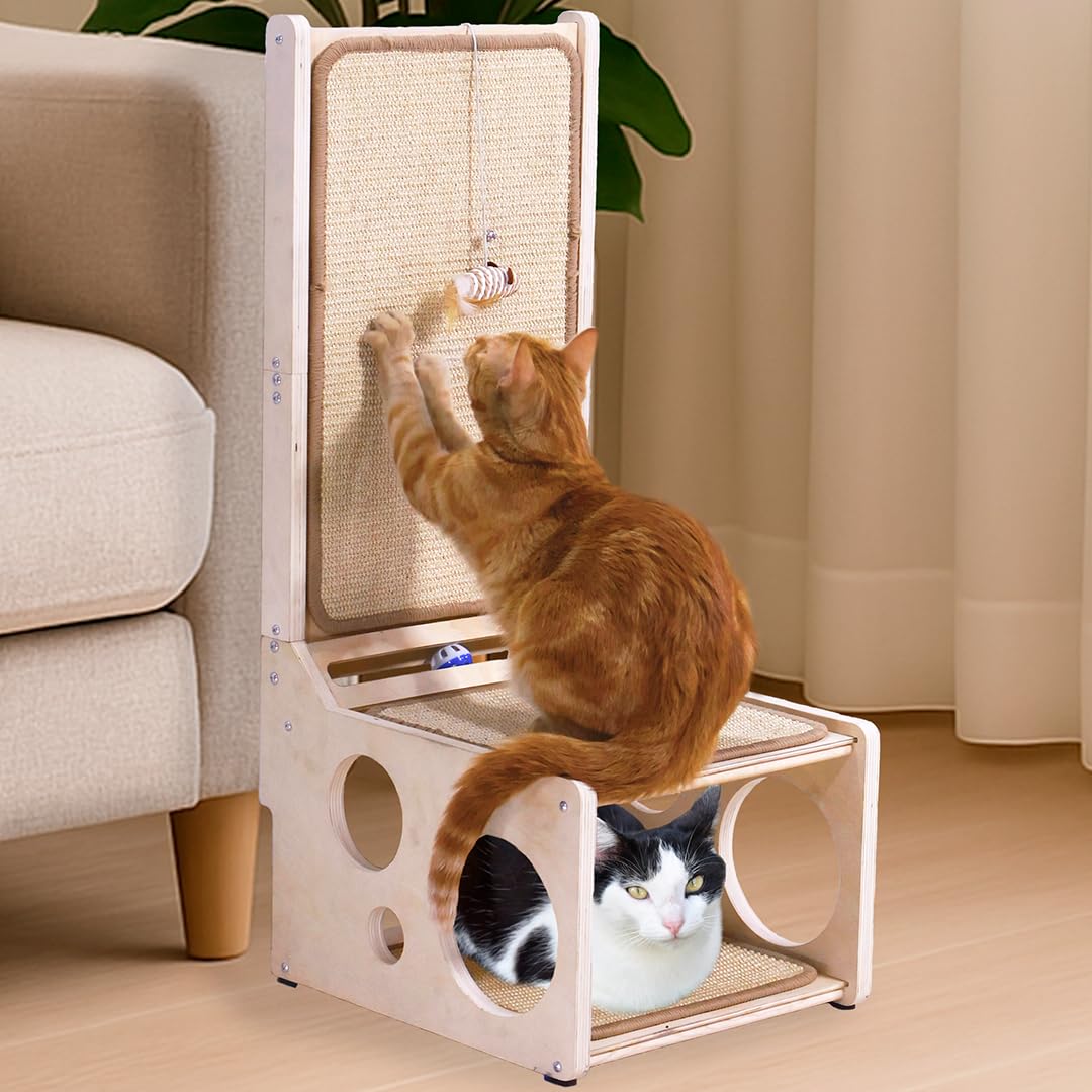 Photo 1 of ***MISSING PIECES****
L Shaped Cat Scratching Post with Toy – Sisal Scratch Pad & Hideaway for Indoor Cats | 33'" Vertical & Horizontal No Mess Scratching Ramp for Large Cats – MANDAROO