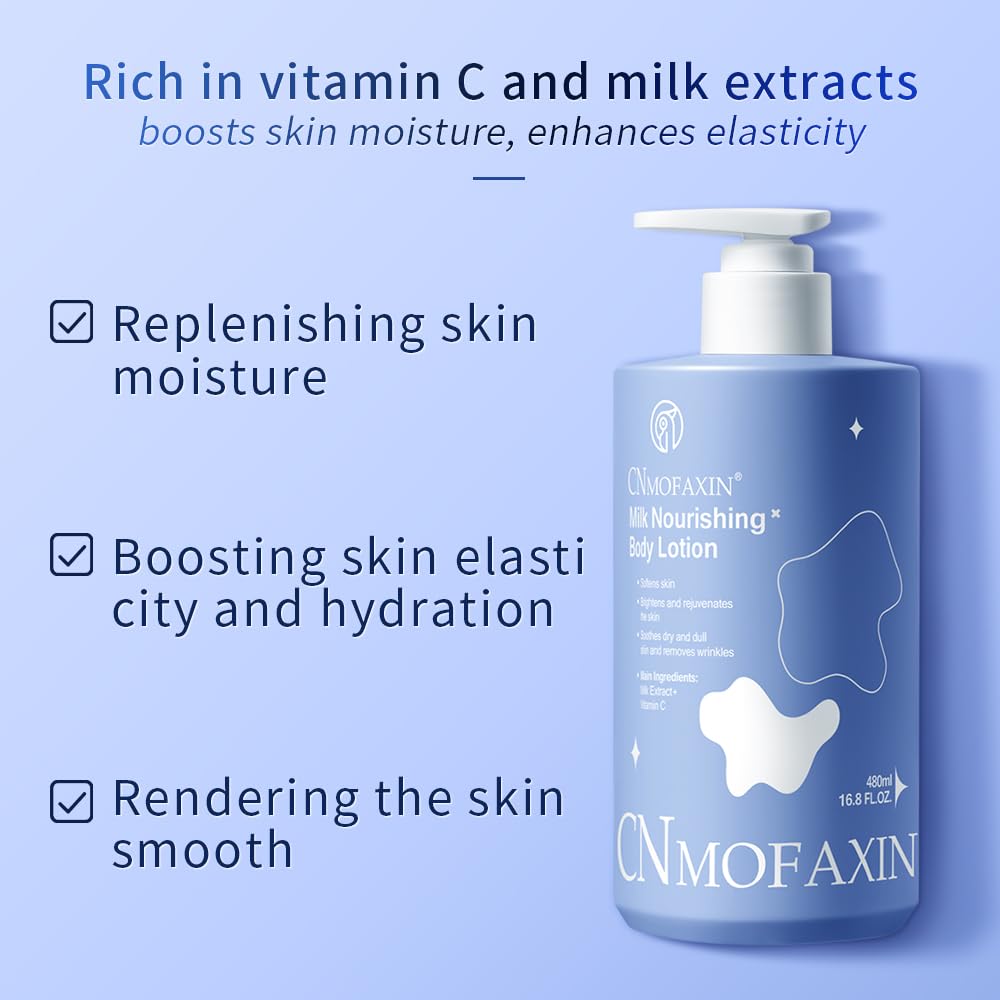 Milk Nourishing Body Lotion 480ml, Deep Hydration & Skin Brightening with Vitamin C & Avocado Oil - Image 3