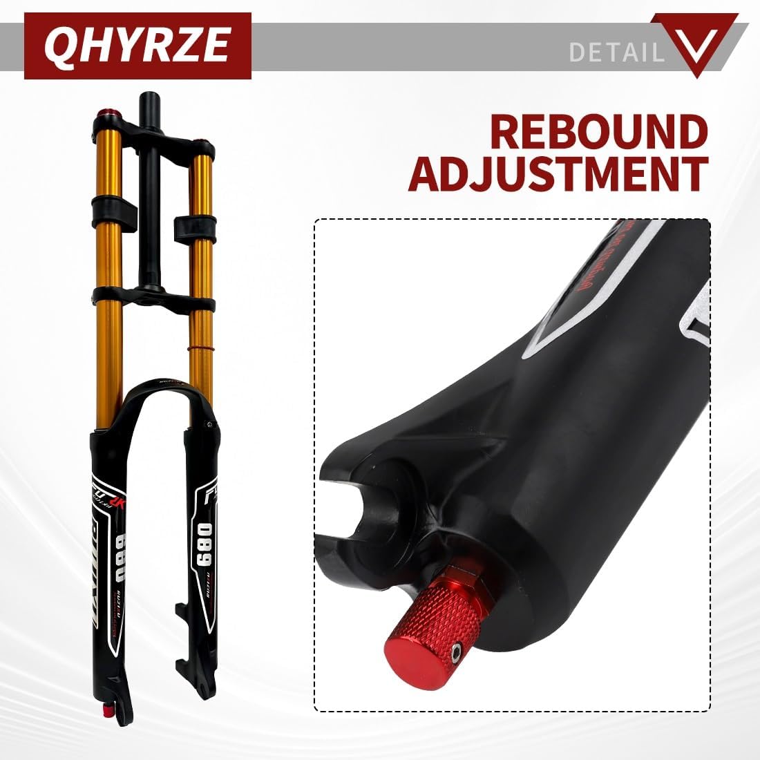 26 27.5 29 Inch Mountain Bike Air Suspension Fork Rebound Adjustment 145mm Travel QR 9x100mm 1-1/8 Straight Steerer Ultralight Downhill Double Shoulder Front Fork for XC/AM/DH MTB(Gold,26'')