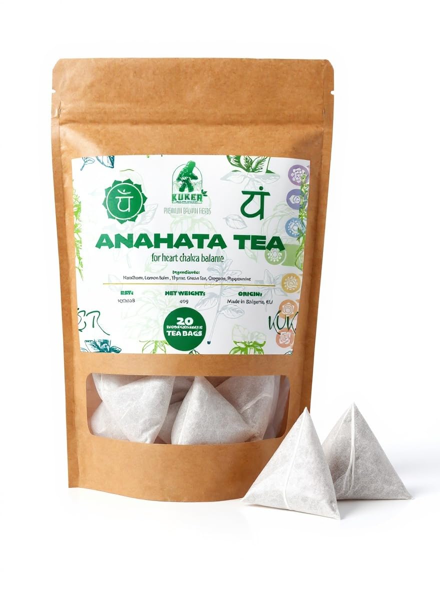 Heart Chakra Tea 20 TEA Bags | Anahata Balance Yoga - Heart Tea, Hawthorn Leaf, Lemon Balm, Thyme Herb, Oregano Leaves Herbal Infusion for Heart Chakra Alignment 40g