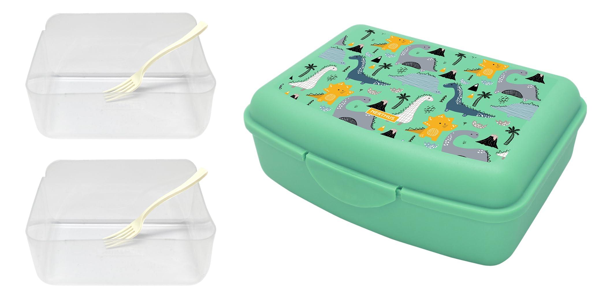 NERTHUS FIH 1293 Kids Lunch Box, Polypropylene, Dinosaurs